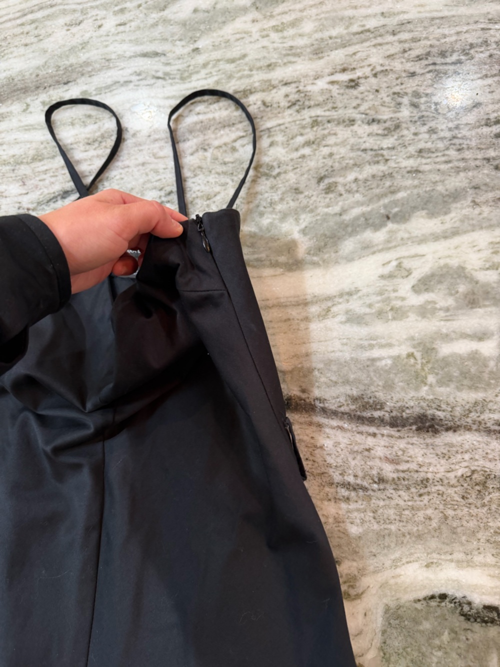 Zara Black Midi Dress Spaghetti Strap Minimal Chic Size Small - Picture 5 of 7